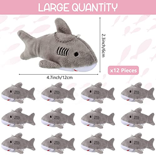 Chalyna 12 Pcs Mini Stuffed Animal Soft Shark Plush Toys Shark Party Favors Shark Party Bag Xmas Fillers Tiny Ocean Animal Toys For Baby Toddlers Kids Stocking Stuffs, 4.7 Inch (Gray) #TOP1