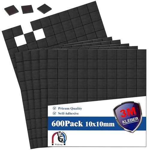 Wukong Placas magnéticas Autoadhesivas 10x10mm | Pack de 600 con Adhesivo 3M, imanes autoadhesivos, imanes Planos, película magnética Flexible, autoadhesivos para Fotos y más