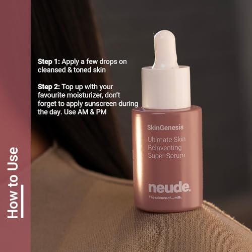 Neude SkinGenesis 30ml All in One Face Serum with 12% Actives – Lactic Acid, Niacinamide & Hyaluronic Acid; Reduces Dark Spots, Fine Lines, Protects Skin Barrier, For Men & Women, All Skin Types