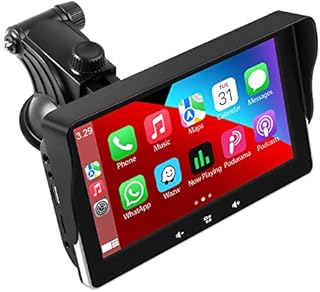 Newest Portable for Apple Carplay Wireless Android Auto,Stereo Car Radio 7 Inch IPS Touch Screen Multimedia Player,Compatible Bluetooth Handsfree,Wireless Air Play,Mirror Link/TF Card/USB/AUX