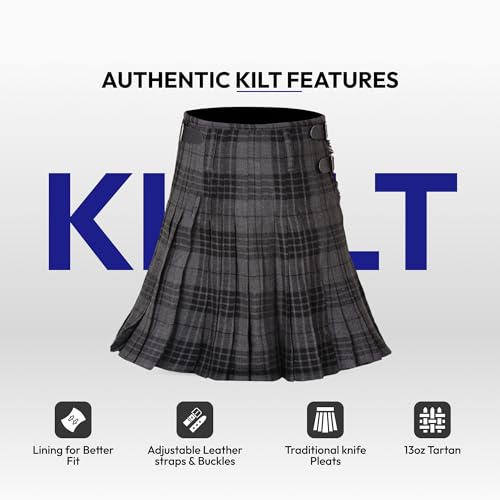 Image of 8 Yard Mens Kilt - Authentic Tartan Kilt for Men Highland Outfit for Weddings & Traditional Scottish Wear