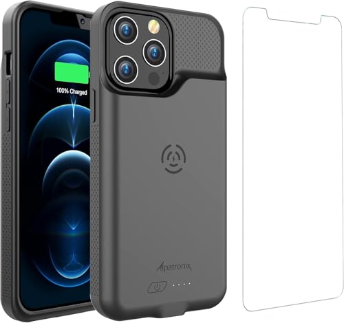 Alpatronix Battery Case for iPhone 14 Pro and iPhone 14 (6.1 inch) Strong Slim Portable Protective Extended Charging Cover with Wireless Charging Apple Pay CarPlay (BX14Pro) Black