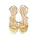 Modatope Womens Strappy Kitten Heels Gold Open Toe Heeled Sandals Women T-Strap High Heels Ankle Strap Sandals Size 9
