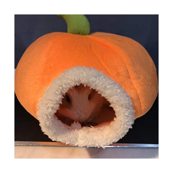 Popetpop guinea pig bed pumpkin - rat hamster bedding winter warm fleece small pet squirrel hedgehog sack chinchilla hut nest hamster cage accessories - image 3