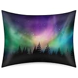 Satin Pillowcase for Hair and Skin Psychedelic Aurora Silk Pillow Cases Soft and Cozy Cooling Slip Pillow Cover with Envelope Closure Standard 20 * 30in
