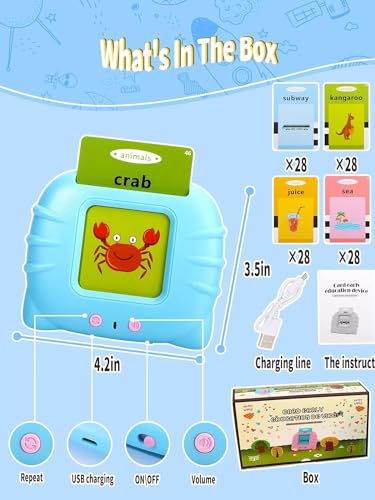 Image of Toy Imagine Talking Flash Cards for Kids | 224 Words Learning Machine for Toddlers | Montessori Educational Toys for 2-6 Year Old Boys & Girls | Preschool Activity & Birthday Gift