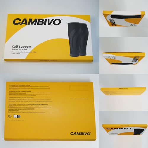 CAMBIVO 2 Pairs of Calf Bandage, Compression Stockings for Women, Men, Support Stockings, Compression Socks, Calf Compression, Calf Leg Warmers for Sports, Football, Running, Swelling, Recovery