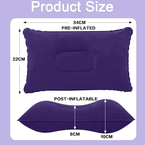 Asheyya 3 Pcs Blow Up Pillow for Camping, Portable Travel Inflatable Pillows (22 cm x 34 cm) - Image 3