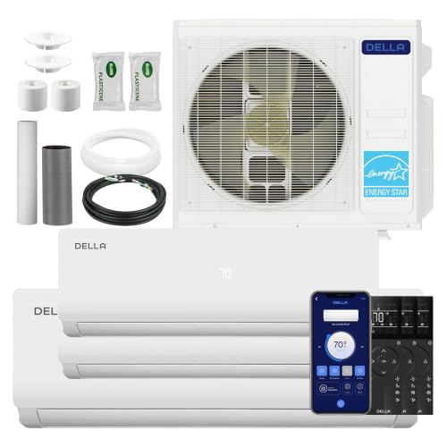 Image of DELLA 35K BTU Dual Zone Mini Split AC (12K+24K), 19 SEER2, Up to 2050 Sq Ft