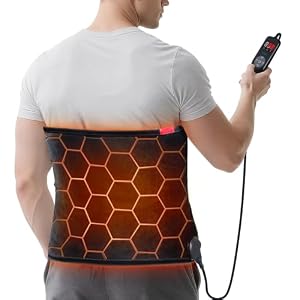 Lower Back Heating Pad: 2X Graphene Wrap Around Heat Pad for Deep Pain Relief – Extra Hot for Back Waist Hip Belly Cramps – Overheating Protection 4H Auto-Off 8 Heat Settings 12″x44″