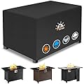 Zettum Fire Pit Cover Rectangular 48 Inch - Outdoor Fire Table Cover Rectangle Heavy Duty & Waterproof, 600D Patio Propane Gas Firepit Cover Rectangular Fade & Weather Resistant - 48 x 28 x 24 Inch
