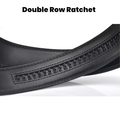 Belt Men, Business Ratchet Western Belts for Men with Animal Horse Pattern Alloy Decorative Square Buckle,Black a,110CM/43.3''3