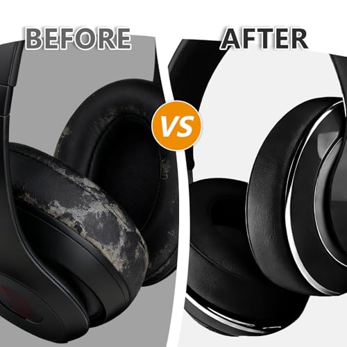 Almohadillas de repuesto para auriculares Beats Studio 2 y 3 inalámbricos, fundas para orejeras compatibles con Studio 2.0 y 3.0 (B0501, B0500, A1914), espuma viscoelástica más suave y mejor aislamiento acústico (negro) miniatura 5