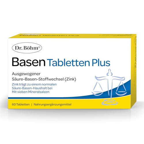 Dr. Böhm Basen Tabletten Plus: Säure-Basen-Balance mit Magnesium, Kalium und Calcium sowie Zink, Selen und OPC, 60 Tabletten