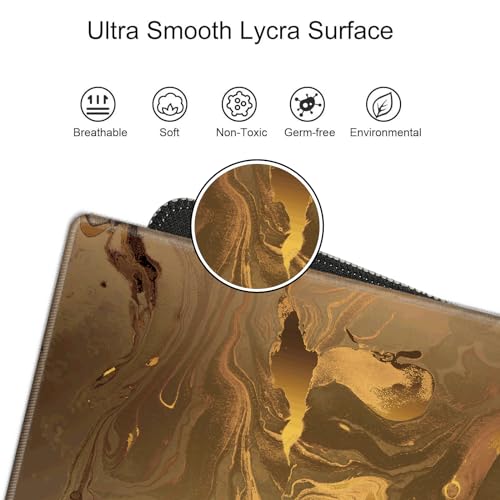 Image of Gaming Mouse Pad Gold Marble Mousepad 24x12 Inch Desk Mat XL Long Desk Pad Non-Slip Rubber Base Computer Mat with Stitched Edges for Office Work Home Game