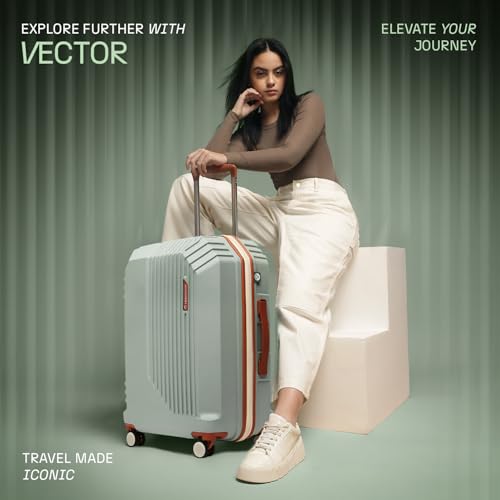 Image of uppercase Vector (Medium) 65cm, Check-in Sustainable Trolley Bag, Hardsided Anti-Scratch 8 Wheel Double Spinner Luggage, TSA Lock & Anti-Theft Zippers, Suitcase for Unisex, 2000 Days Warranty (Green)