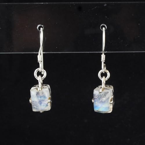 Boucles d'oreilles argent 925 pierre de lune anti allergie - 3