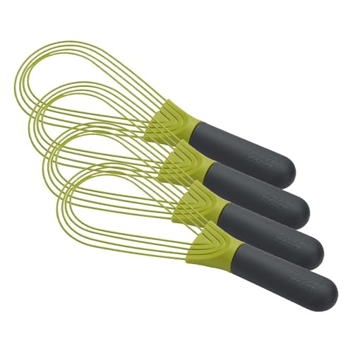 Image of Joseph Joseph Twist Whisk- 2 in 1 - Flat and Balloon Whisk - Suitable for Non-Stick cookware, Silicone, Grey/Green (Pack of 4)