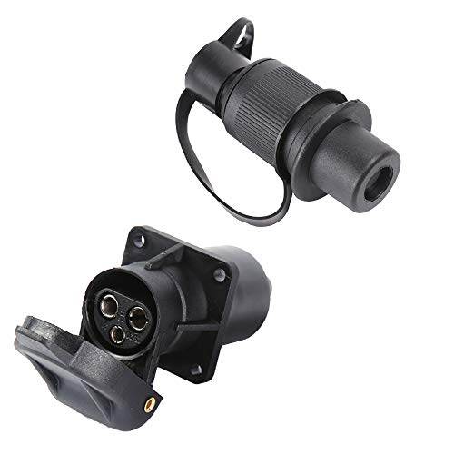 ETUKER Enchufes de Remolque 3 Pines & Zócalo de Remolque 3 Pines, 12V Impermeable Conector Remolques Enchufe Remolque 3 Pines y Zócalo, Adecuado para Camión/Caravana/RV/Remolque(4 Puntos De Montaje)