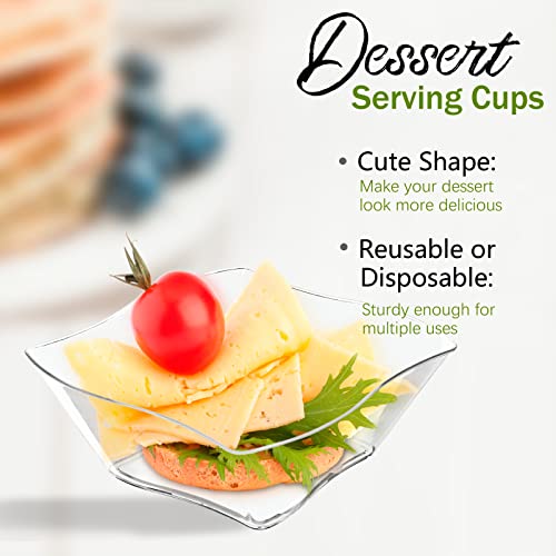 Qeirudu 50 Pack 5 Oz Mini Dessert Cups With Spoons - Appetizer Plates Small Disposable Fruit Salad Bowls For Serving Party Small Dessert Samples #TOP1