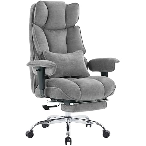 Efomao Executive Office Chair 400lbs, Grey Fabric Big and Tall Desk Chair