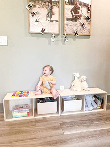 Bush Acres Montessori Storage Cubes Set Of 2 – Toddler Storage Bench 30Inchx12Inchx11Inch - Modular Wooden Furniture - Stackable Playroom Storage, Wood, 11Inch Deep, 12Inch Tall, And 30Inch Wide #TOP3