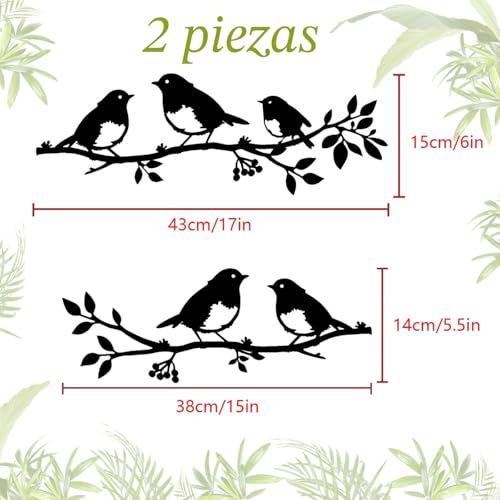 Miniatura 2 de Pduoduo 2 Piezas De Arte De Pared De Metal Con Pájaro En Rama, Pájaros Amorosos En Una Rama, Silueta De Pájaro De Metal Para Sala De Estar, Jardín, Dormitorio, Oficina, Decoración De Pared