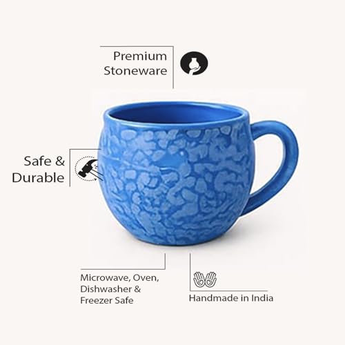 Image of D'Maiolica Blue Kuliya Shape Tea Cups Set of 12 Microwave and Dishwasher Safe, Ceramic Small Tea /Chai /Coffee Cups Perfect for Every Occasion Capacity - 110 ml Each (TT Royal Blue, Pack of 12, Small)