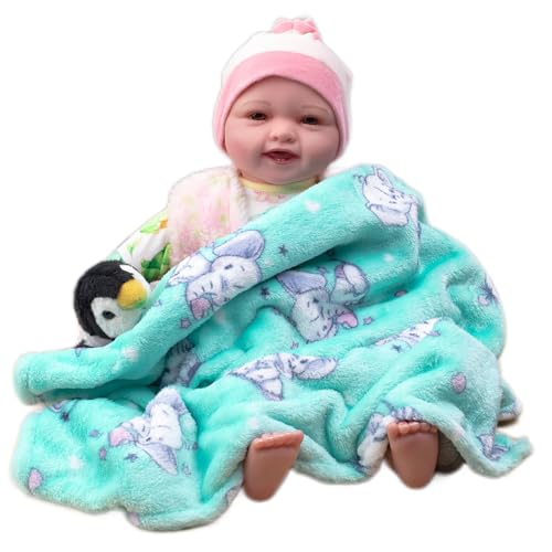 PinkZebra Kuscheldecke Baby Decke 70 x 100 cm, Tagesdecke, Buggy Decke, Fleecedecke, Babydecke für Kinderwagen Überwurfdecke Flauschig, Elefant...