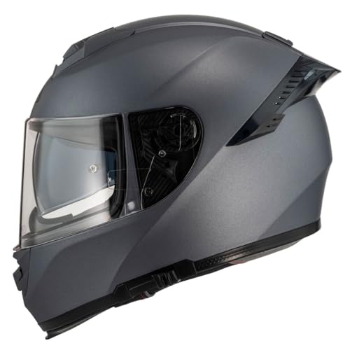 NZI Eurus 4 Stream Duo Solid Antracita Mate - Casco de Moto Integral con Visor Solar | Unisex Hombre y Mujer Homologado ECE 22.06 (M)