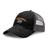 Richardson Soft Mesh Cap Hat Embroidered South Africa Flag A Embroidery Trucker Hats for Men & Women Cotton Black Charcoal Design Only