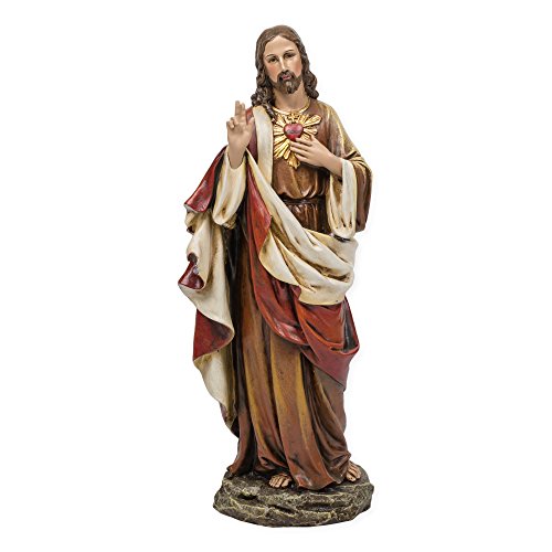 Joseph's Studio by Roman 10.25 Inch Tall Sacred Heart of Jesus Figure, Made of Stone Resin and Hand Painted