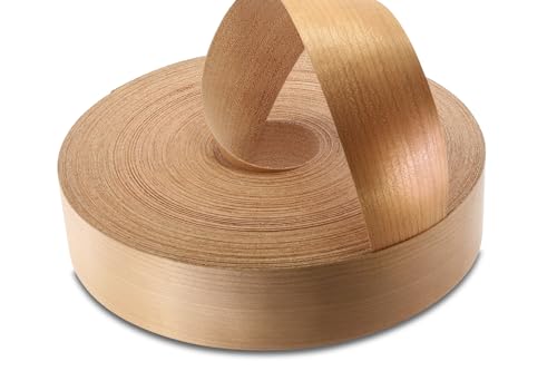 Cherry Holz Furnier Einfassung/Furnier Rand Streifenbildung Klebeband (50 mm Breite x 50 m Länge) – Superior Grade serienmäßig DIY zum Aufbügeln (Hotmelt) PE & geschliffen Furnier Einfassung Rollen