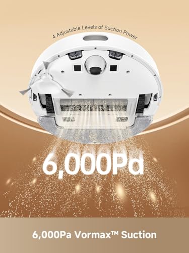 Smart Robot Vacuum and Mop with Self-Emptying Base for 90 Days, LiDAR Navigation, Wi-Fi - 6000 Pa Suction - Obstacle Avoidance