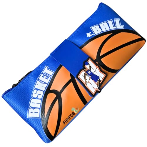 Image of Funfob Soccer Pencil Pouch for School College for Pen Pencil Or Football Pencil Box Travel or Cosmetic Case | Soccer Blue Orange Basic