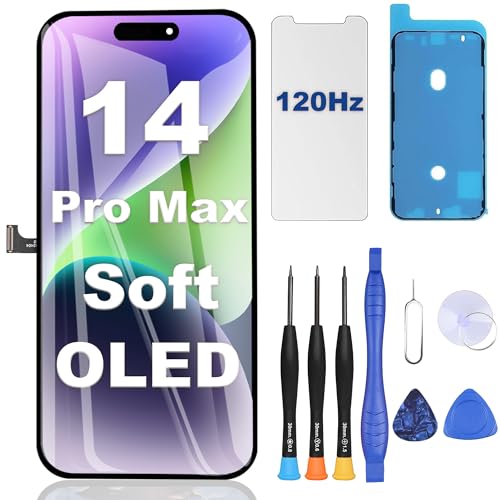 ZOETEC Soft OLED for iPhone 14 Pro Max Screen Replacement, 6.7 inches Full HD Retina Display 3D Touch Screen Digitizer Frame Assembly with Repair Tools Kit