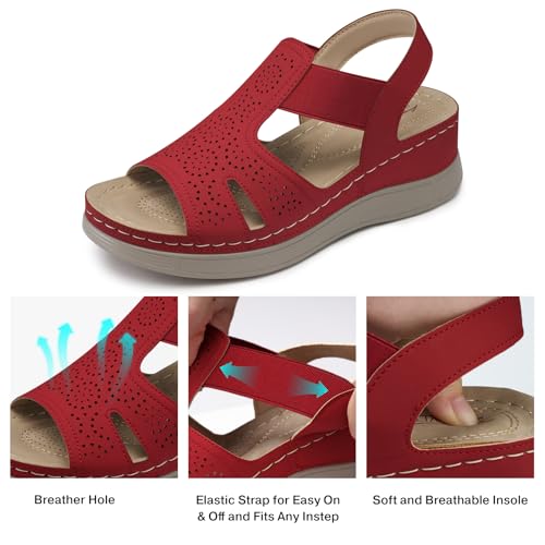 Image of SHIBEVER Wedge Sandals Women Comfortable: Sandals for Women 2026 Dressy Summer Ankle Strap Open Toe Low Heel Platform Wedges Shoes