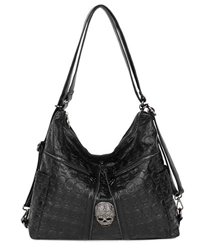 Bolso 3 en 1 para mujer con diseño calavera punk miniatura 1