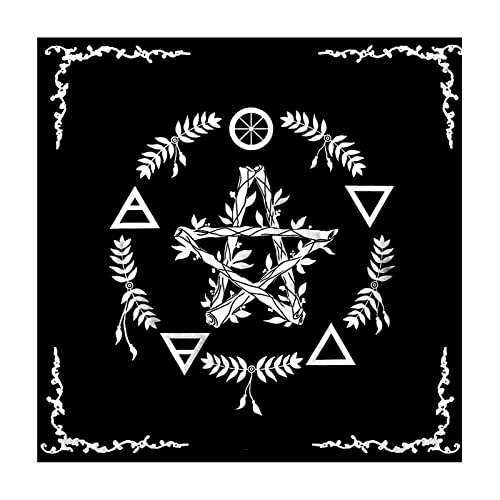 WUSHUN Paño de Tarot, Mantel de Tapiz de Tarot, Mantel de Mesa Cuadrado de 19.29 Pulgadas, Almohadilla de Mesa de Cartas de Tarot, tapete de Mesa de astrología Negro para terapeutas de astrólogos Cover