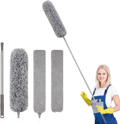 Image of SetSail Dusters for Cleaning, 100-inch Extra-Long Floor Duster with Extension Pole Bendable Microfiber Head Washable Ceiling Fan Cleaner Duster for High Ceilings, Furniture