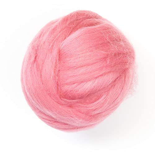 Kondoos Coloured Natural Wool roving, 8 OZ. Best Wool for Needle Felting, Wet Felting, handcrafts and Spinning. (Wild Watermelon)