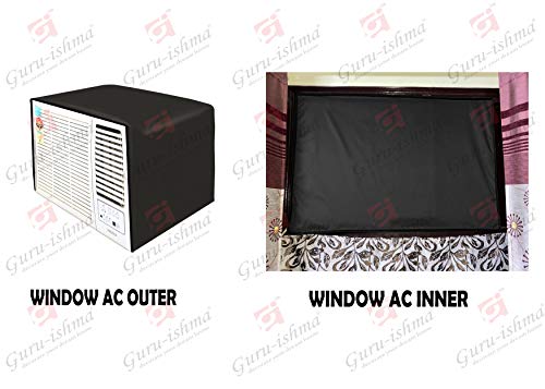 Image of Waterproof Polyester Window AC Cover 1.5 Ton - Indoor & Outdoor Combo Set with Elastic fit | All-Weather Dustproof UV & Scratch Protection, Durable Secure Fit-(Green)