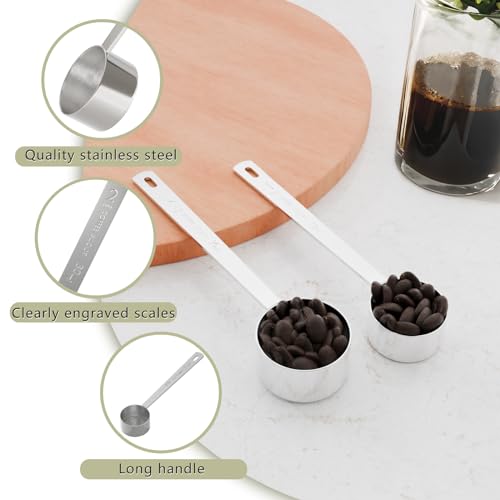 2PCS 2 Tablespoon Coffee Scoop, Long Handle Measuring Spoon, 2 tbsp (30 ml | 1/8 cup) Coffee Scooper, Stainless Steel Scoop Bulk for Ground Coffee - Image 4
