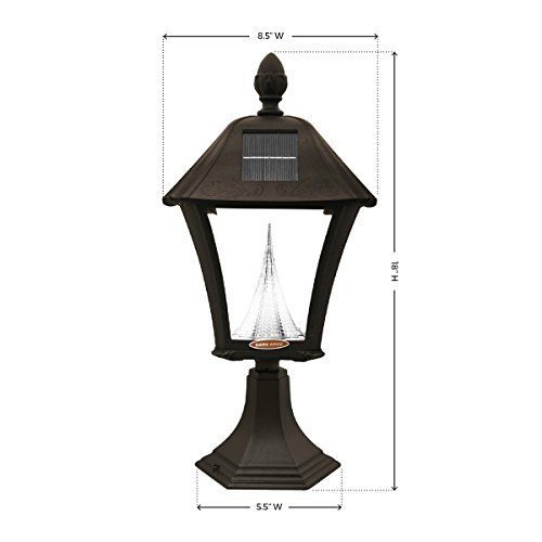 Gama Sonic GS-106FPW-B Baytown Lamp Outdoor Solar Light, Pole Pier & Wall Mount Kits, Black - Thumbnail 6