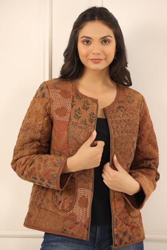 Image of SAY Women's Cotton Regular Fit Quilted Jacket For Winter Wear