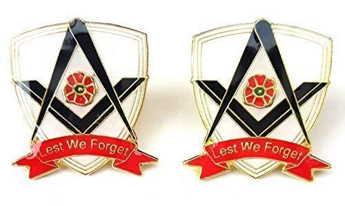 2 x Masonic Lest We Forget Remembrance Poppy Lapel Pin Badge Exclusive Badges