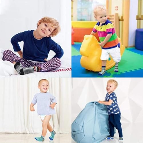 Image of CUTEABLY Toddler Non-Slip Socks, Cartoon Design, Cotton Crew Socks with Non-Slip Soles, Floor Socks for Infants, Boys, Girls (Assorted)