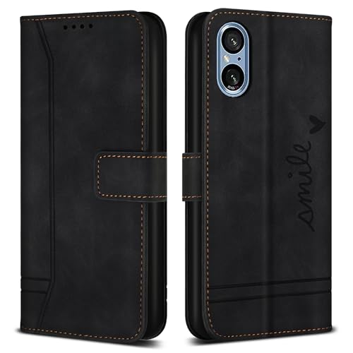 Bravoday Coque pour Sony Xperia 5 V/Sony Xperia 5 V, Etui Cuir avec Magnetique, Flip Pochette Housse pour Sony Xperia 5 V/Sony Xperia 5 V, Noir