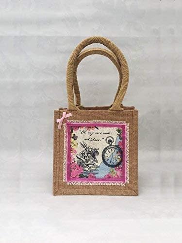 Alice In Wonderland Small White Rabbit Jute Bag