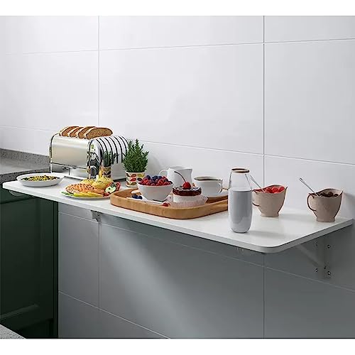 Mesa de pared plegable blanca para cocina, balcón, barra de desayuno, escritorio de ahorro de espacio, mesa de comedor pequeña para el hogar, oficina, jardín